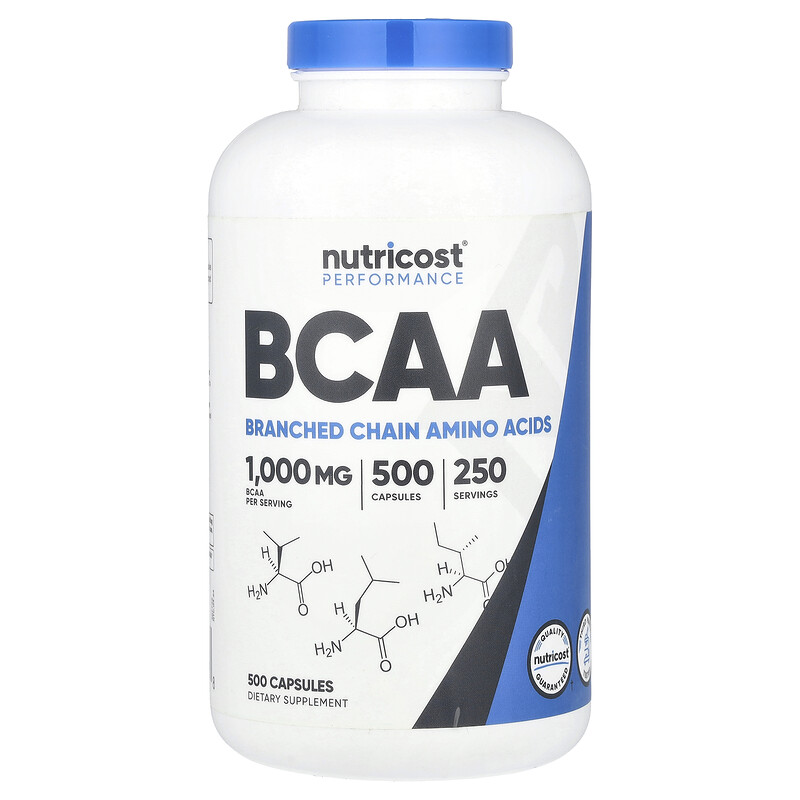 

Nutricost, BCAA, 1000 мг, 500 капсул (500 мг в каждой капсуле)