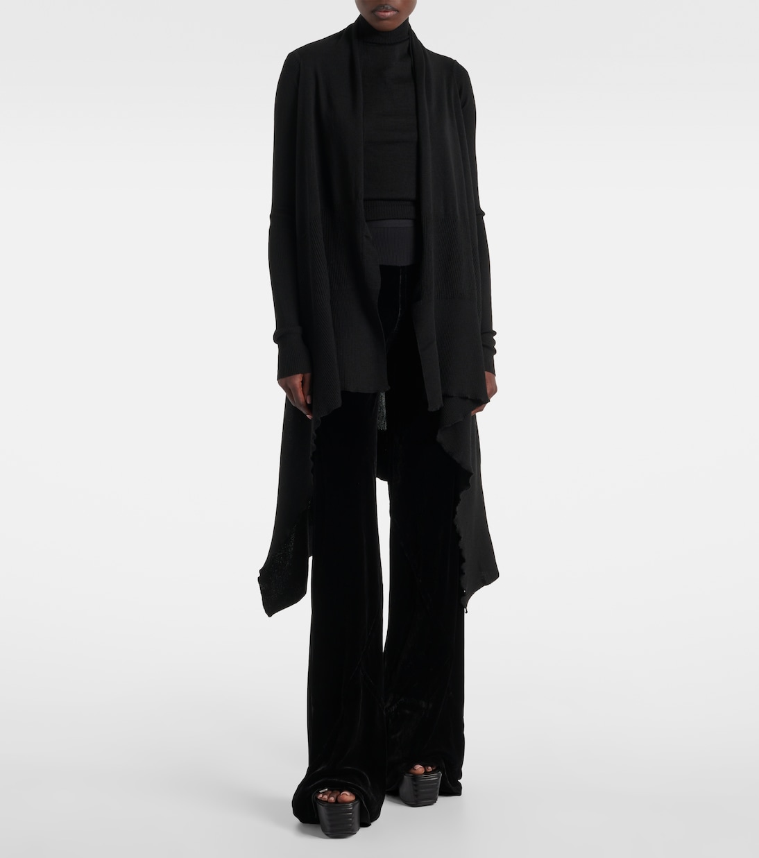 Брюки с широкими штанинами из крепа Bias cady Rick Owens, черный — фото 2