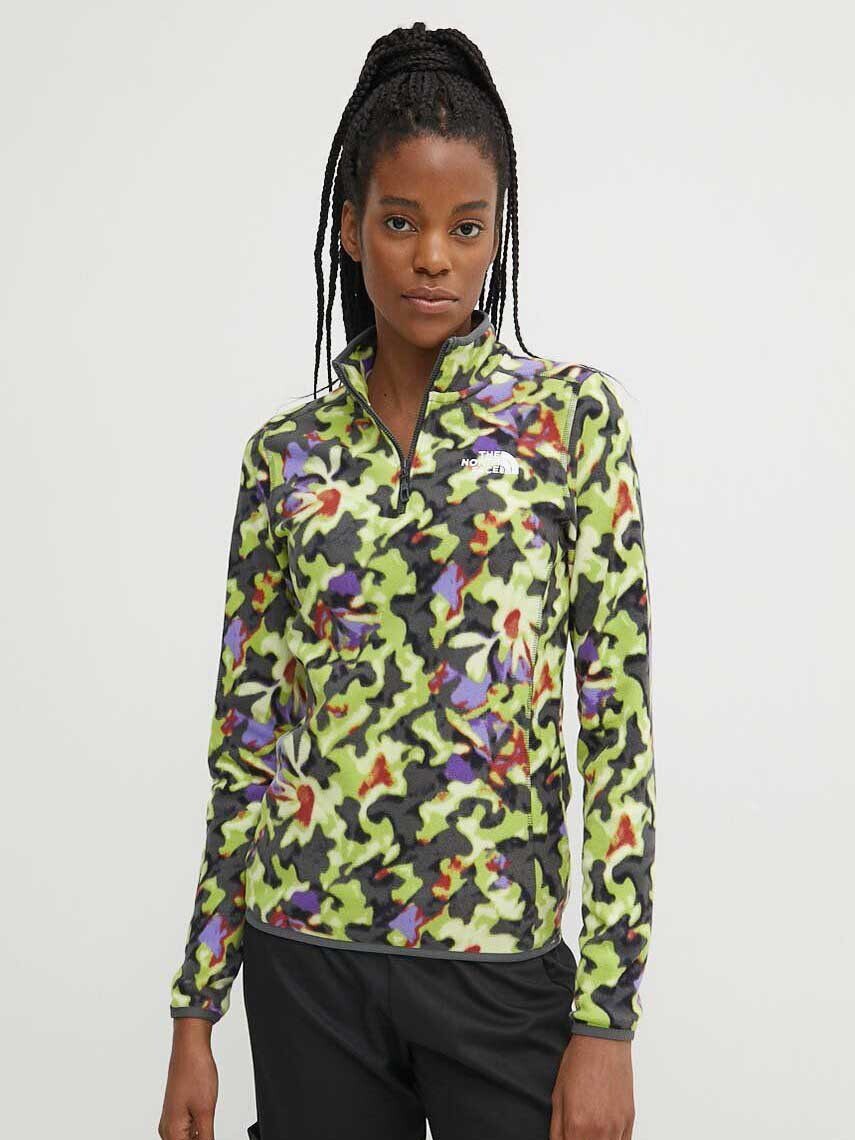 

Толстовка The North Face W 100 GLACIER PRINTED 1/4 ZIP, зеленый