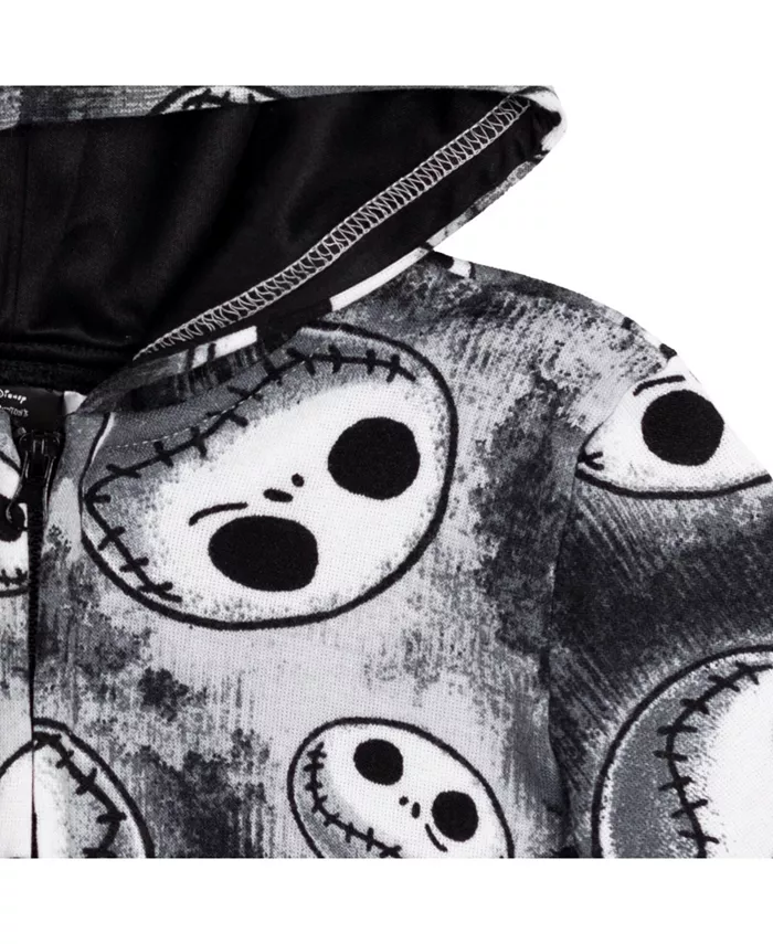 Детская толстовка с капюшоном и молнией Disney Jack Skellington для мальчиков Nightmare Before Christmas, черный — фото 4