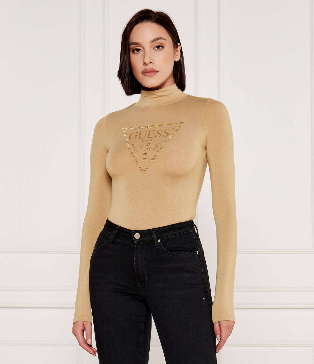 

Боди GUESS Evelyn Slim Fit, бежевый