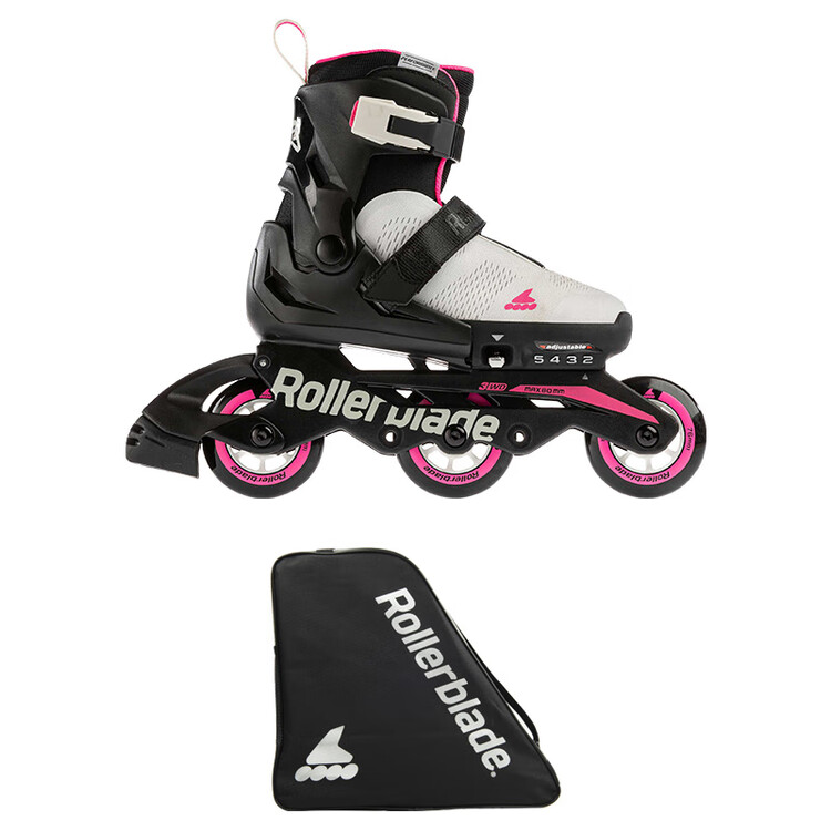 

RollerBlade Детские роликовые коньки для начинающих, регулируемые, серо-розовые, размер S (28-32 см)