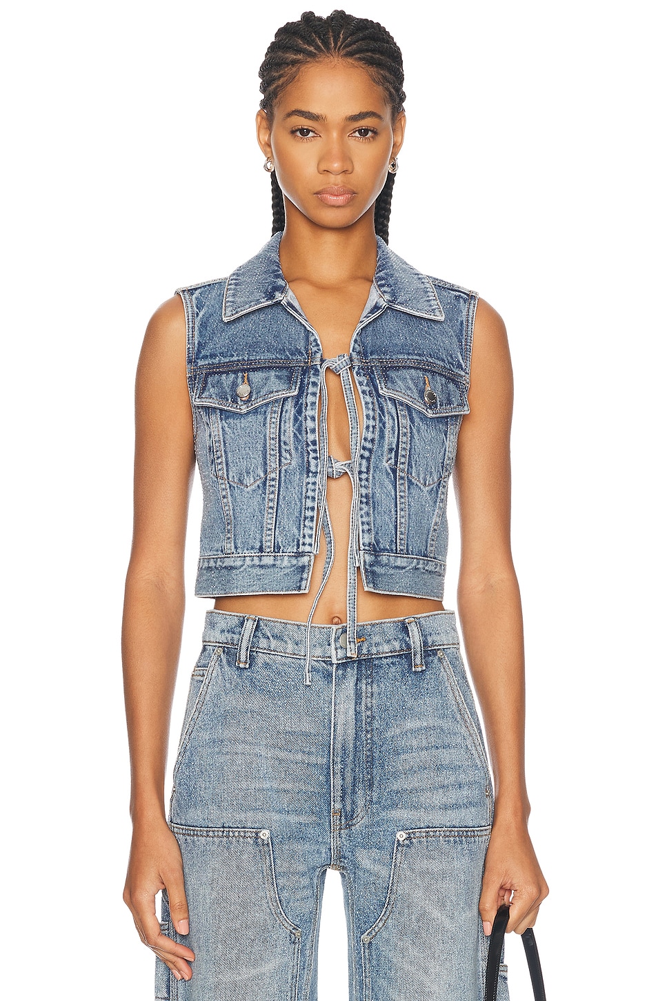

Жилет с завязками спереди Alexander Wang, цвет Vintage Light Indigo