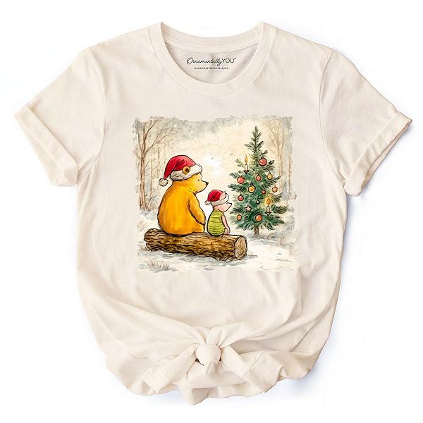 

Футболка Pooh bear christmas with friends, уютная праздничная Ornamentallyyou, Natural