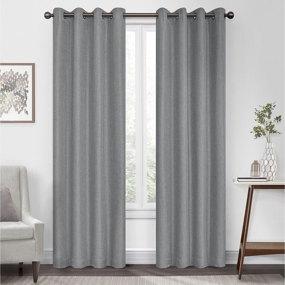 

eclipse Kira Herringbone Absolute Zero 100% затемняющая 1-панельная оконная занавеска Eclipse, серый
