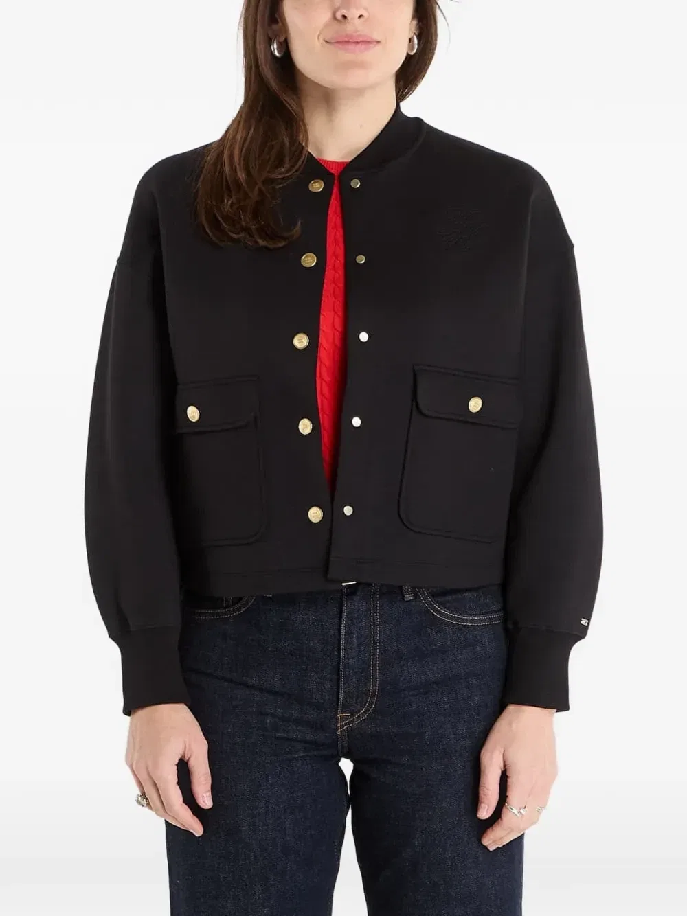 Укороченная куртка на кнопках Tommy Hilfiger, черный