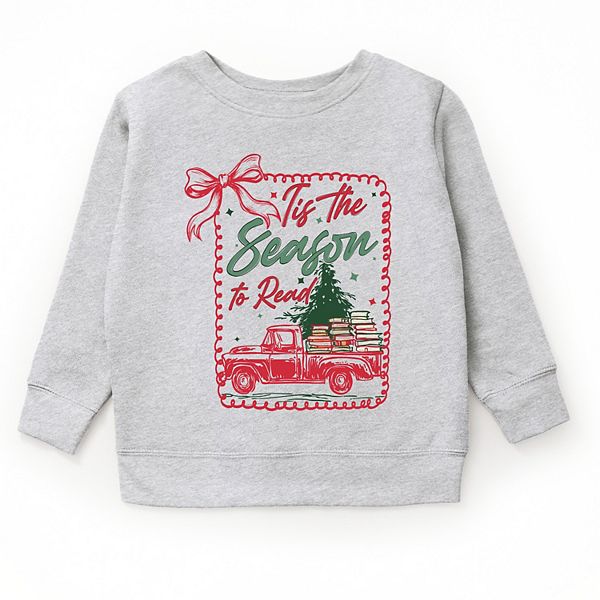 

Футболка с принтом "Tis the season to read red truck" для детей The Juniper Shop, Heather Grey