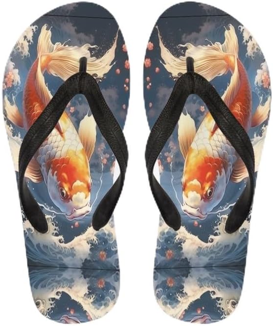 

Женские пляжные шлепанцы Semiouray с морской волной, милые ортопедические шлепанцы с лотосом, легкие плоские сандалии для дома и улицы на лето, Japanese Koi