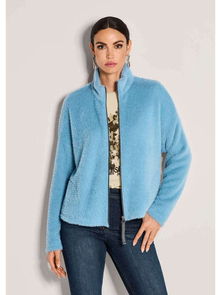 

MADELEINE Модная короткая куртка со стойкой, дымчато-синего цвета