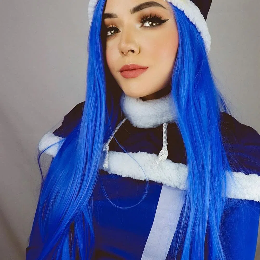 Длинный прямой синий парик с кружевной передней частью 24 дюйма Afbeauty, Blue — фото 2