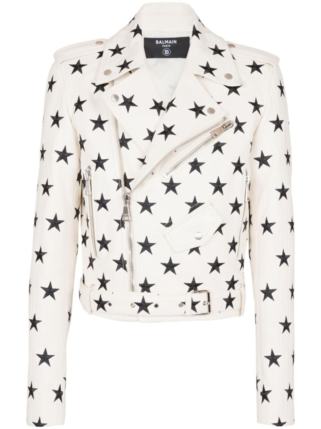 

Balmain байкерская куртка с вышивкой Stars, белый