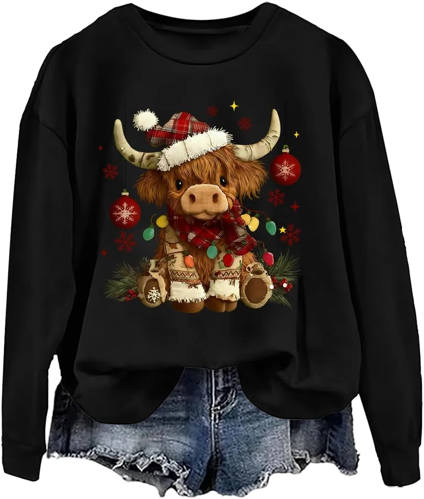 

Свитшут с рождественской коровой Highland Cow woati