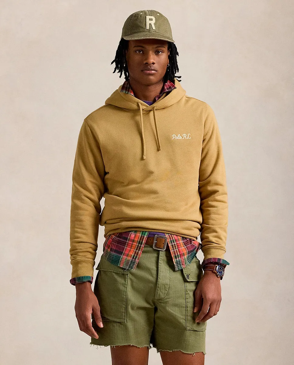 

Мужская хлопковая толстовка с капюшоном с логотипом Polo Ralph Lauren, цвет Camel