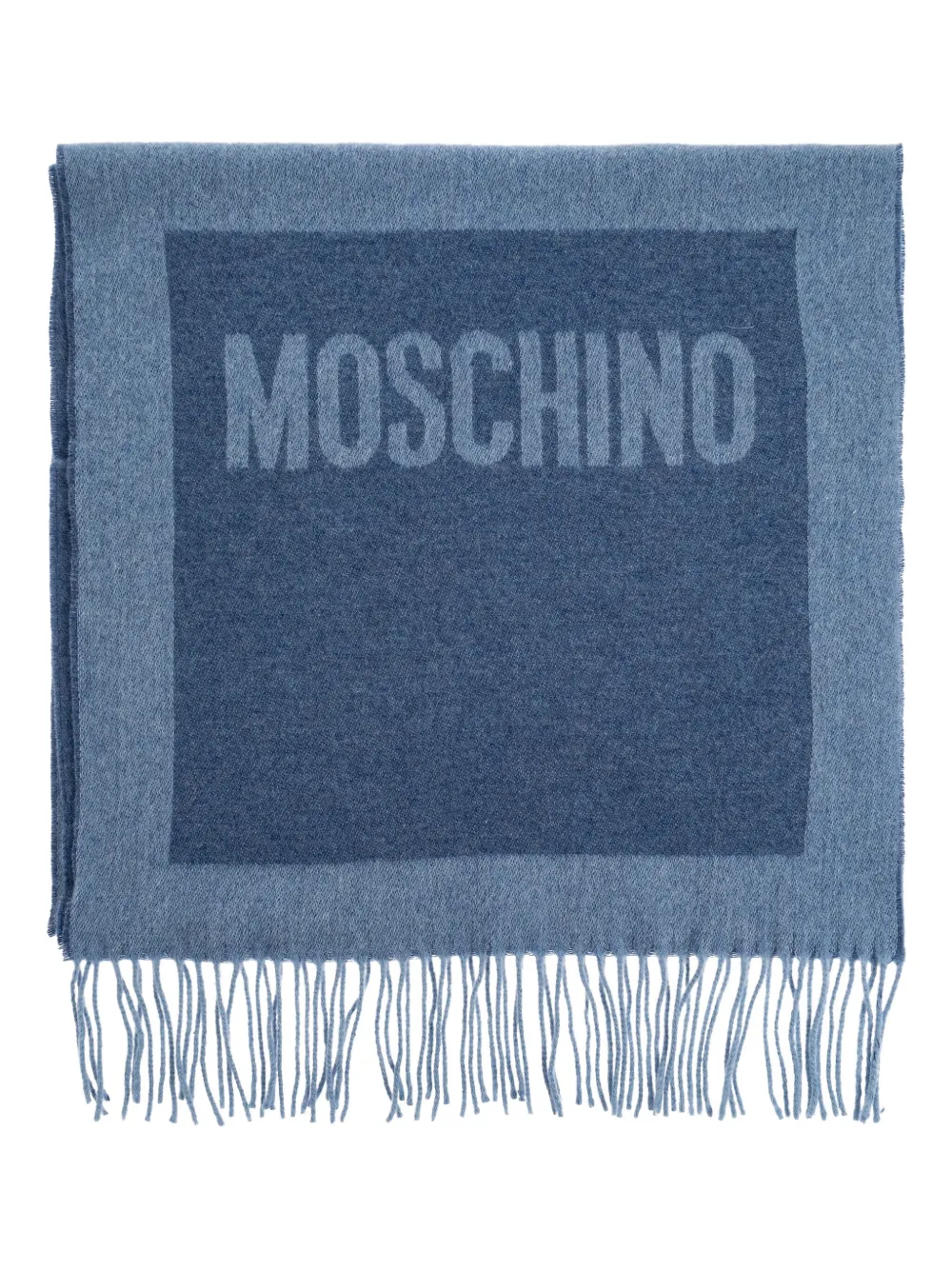 

Шарф с бахромой и логотипом Moschino, синий