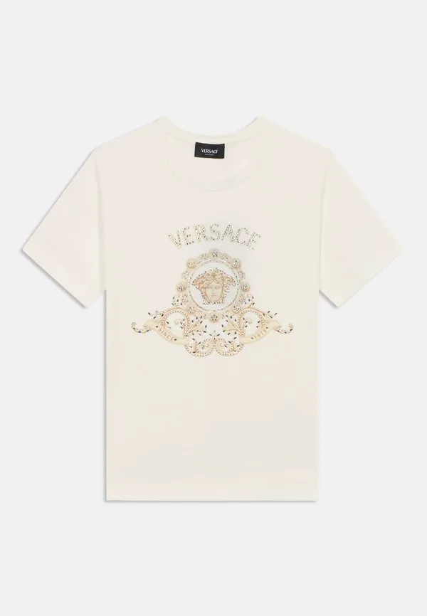 Футболка унисекс с принтом герба зала медузы Versace, Bianco/Whisper/Silver Coloured