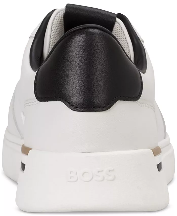 Мужские кеды Clint в стиле теннисных из кожи Hugo Boss, белый — фото 4
