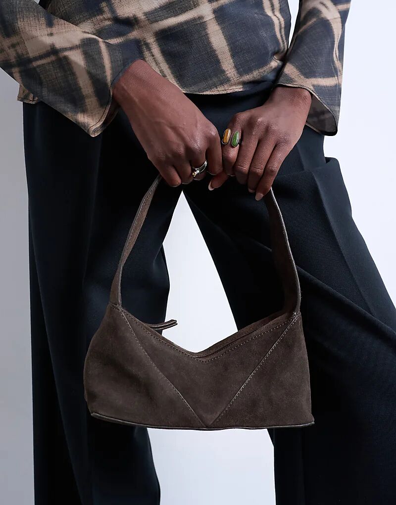 

Сумка через плечо Topshop Safia из натуральной замши шоколадного цвета