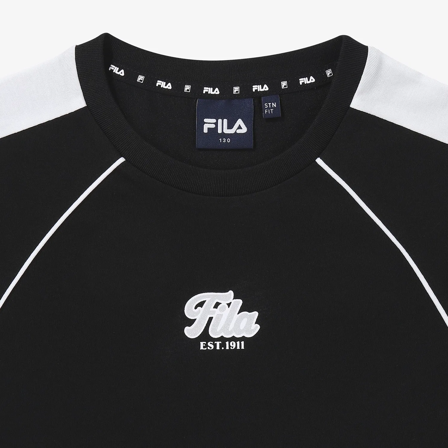 Детская футболка с контрастными рукавами чёрная от Fila Kids — фото 3