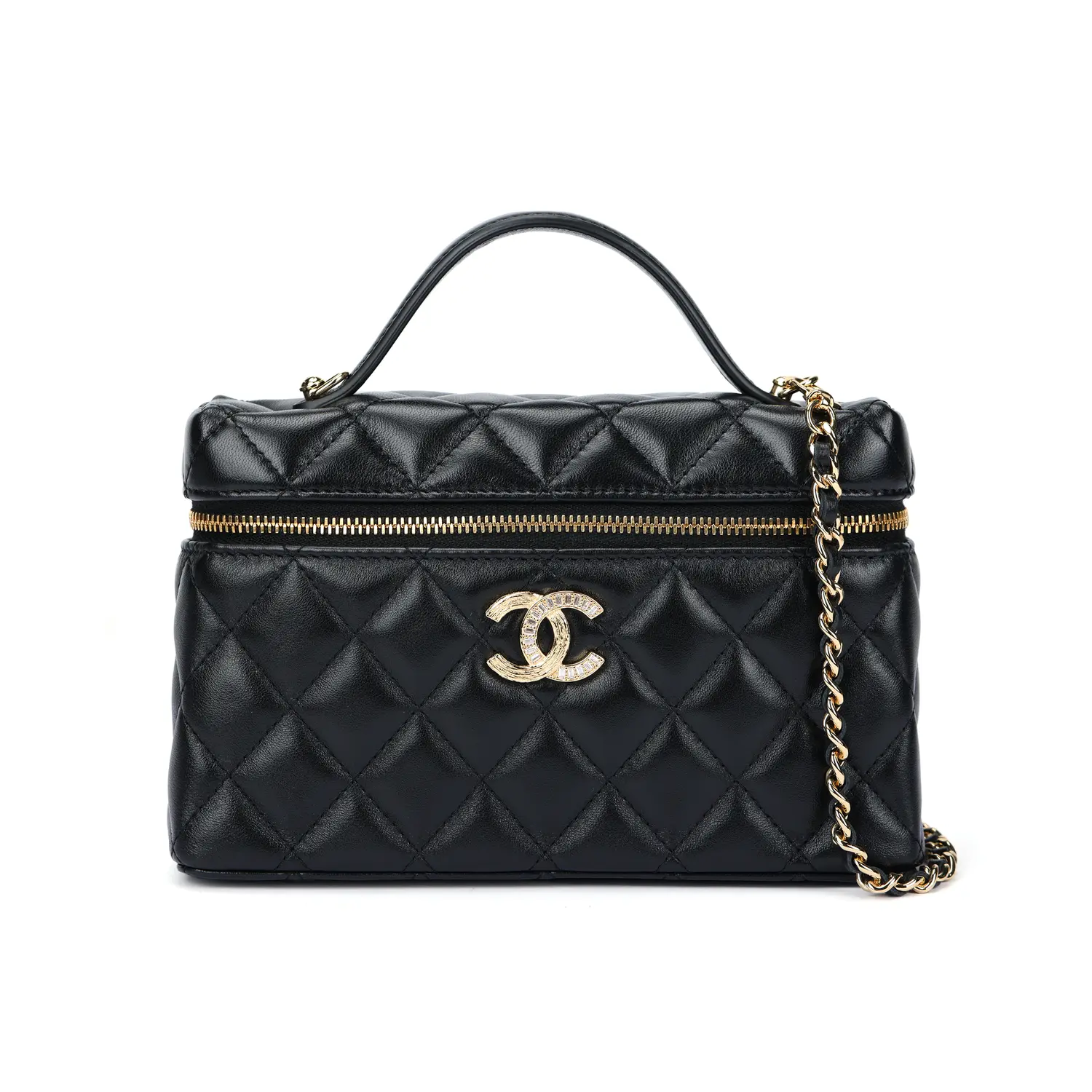 

CHANEL Барабанная кожаная сумка через плечо, женская черная