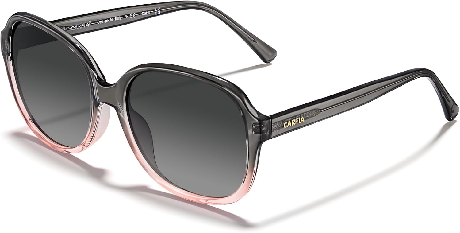

Солнцезащитные очки CARFIA Acetate Oversized Square Polarized Sunglasses for Women с защитой от УФ-излучения, в стиле ретро, ​​большие и стильные, 3. Pink Gray Frame Gray Gradient Lens