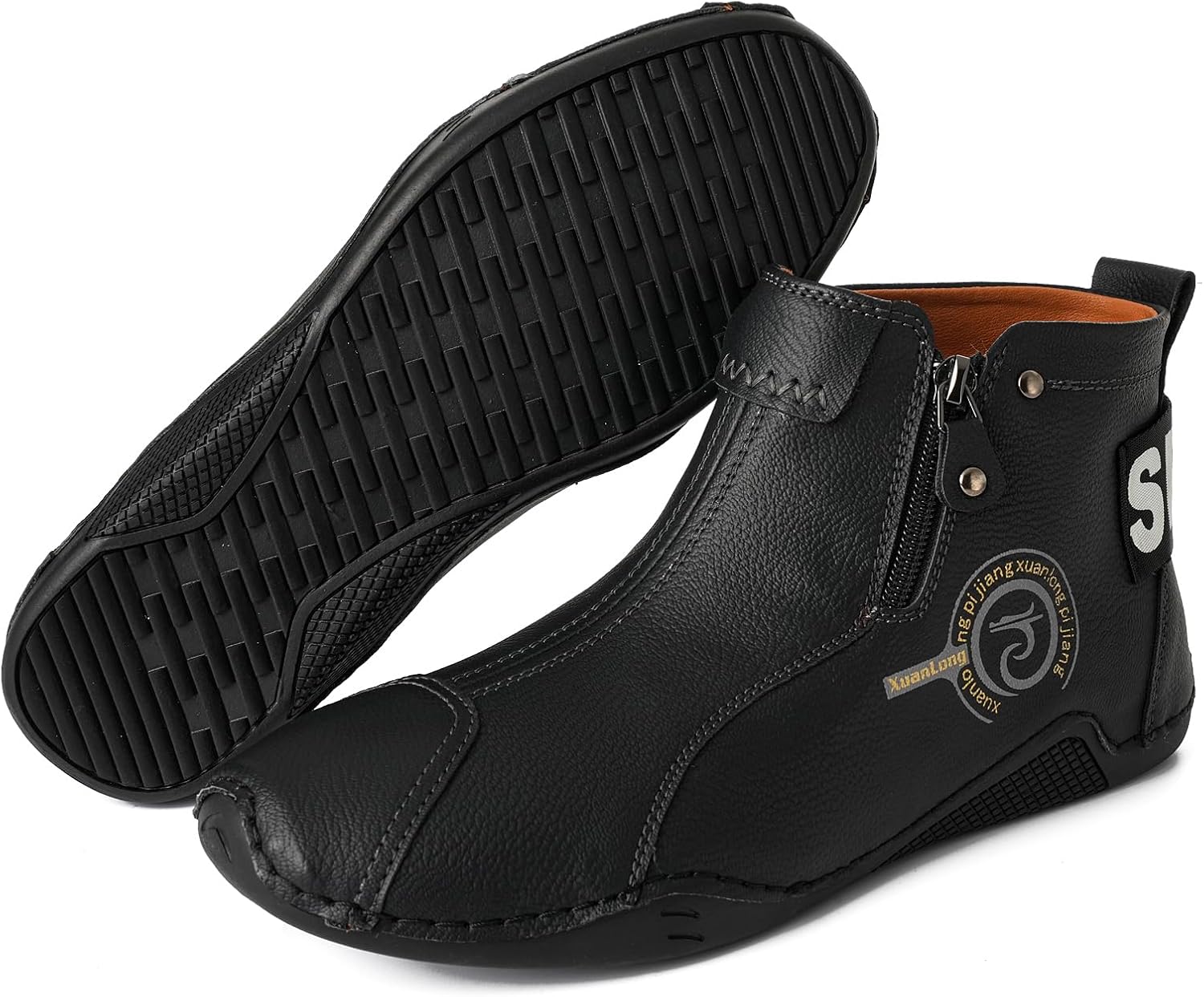 

Мужские кожаные модные кроссовки, ботинки челси на щиколотке, слипоны, легкие лоферы для прогулок и вождения Abborora, черный