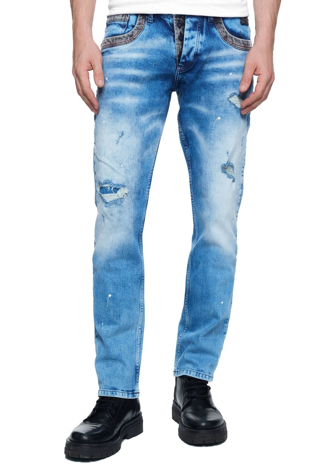 

Джинсы YOKOTE с контрастными деталями RUSTY NEAL, цвет Light Blue Used