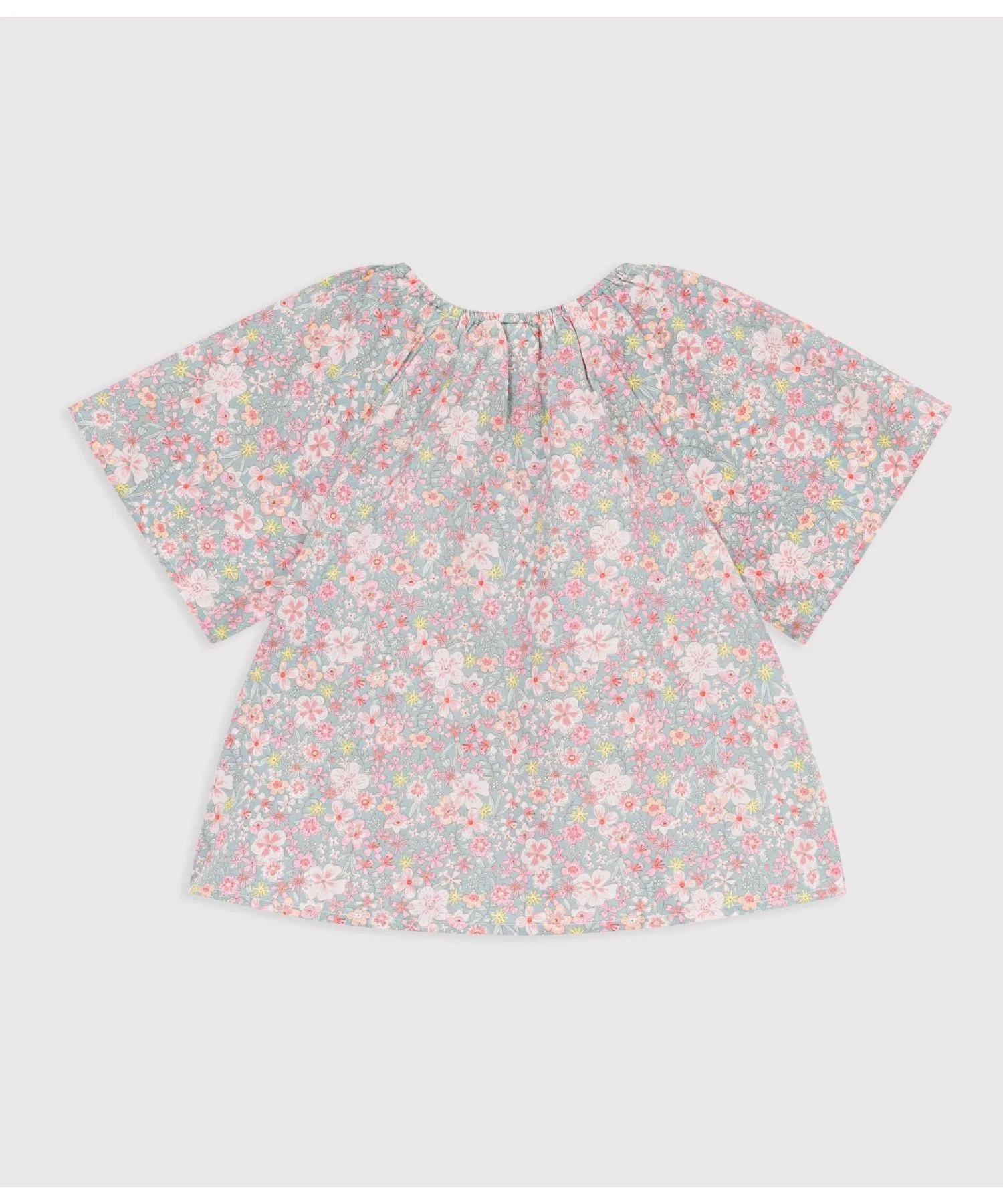 Детская футболка с цветочным принтом PETIT BATEAU светло-зелёная — фото 2