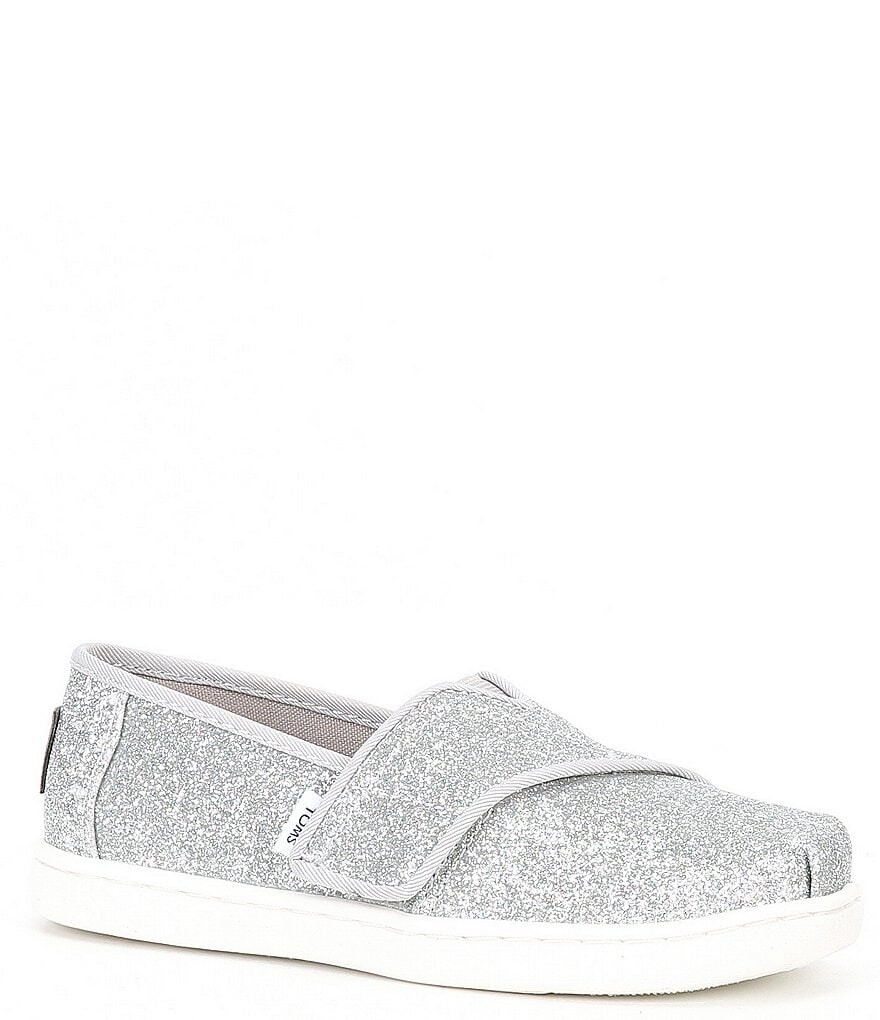 

Туфли TOMS для девочек Tiny Alpargata с блестками (для малышей), серебро