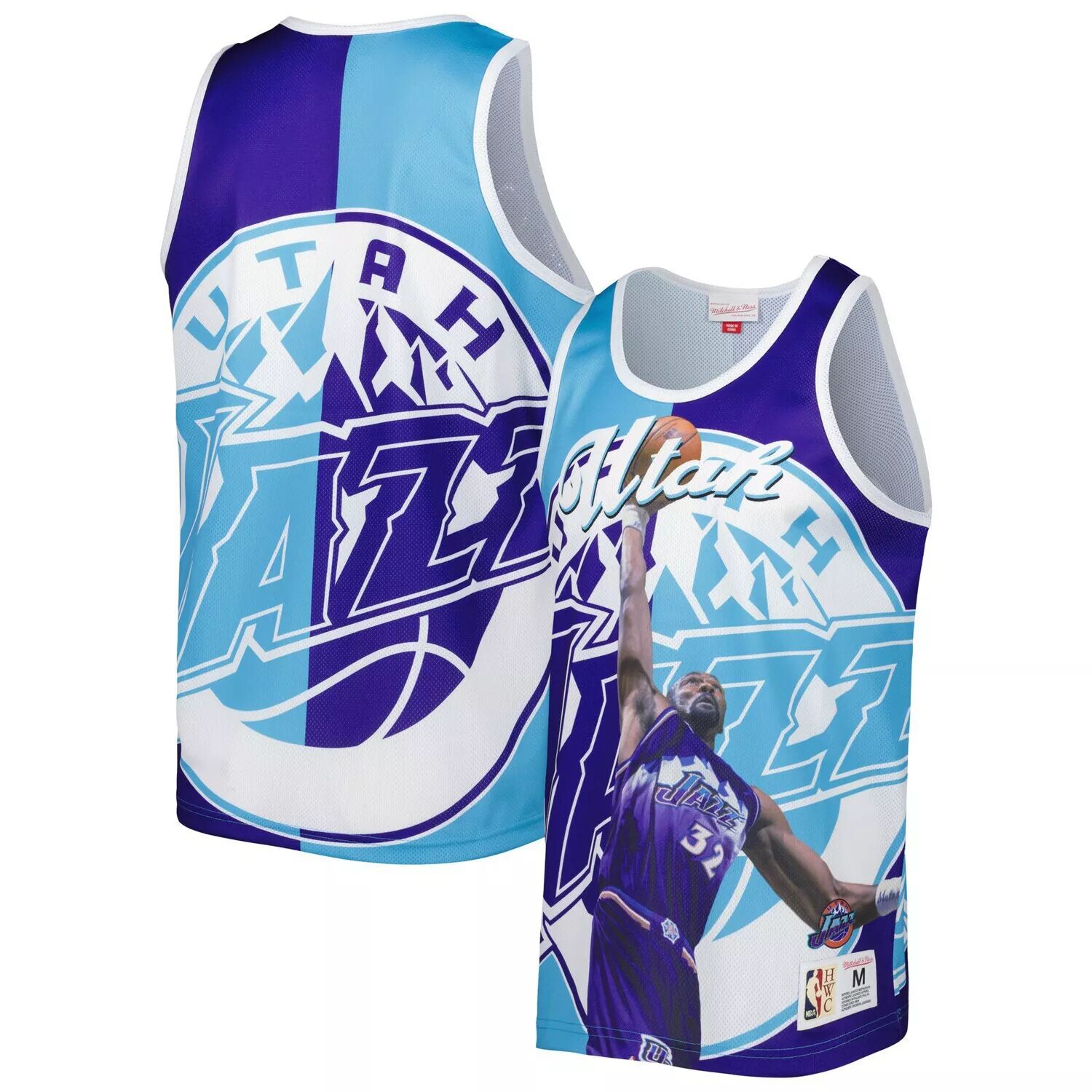 

Мужская майка Mitchell & Ness Karl Malone фиолетового/бирюзового цвета с сублимированной отделкой Utah Jazz Player, Фиолетовый, Мужская майка Mitchell & Ness Karl Malone фиолетового/бирюзового цвета с сублимированной отделкой Utah Jazz Player