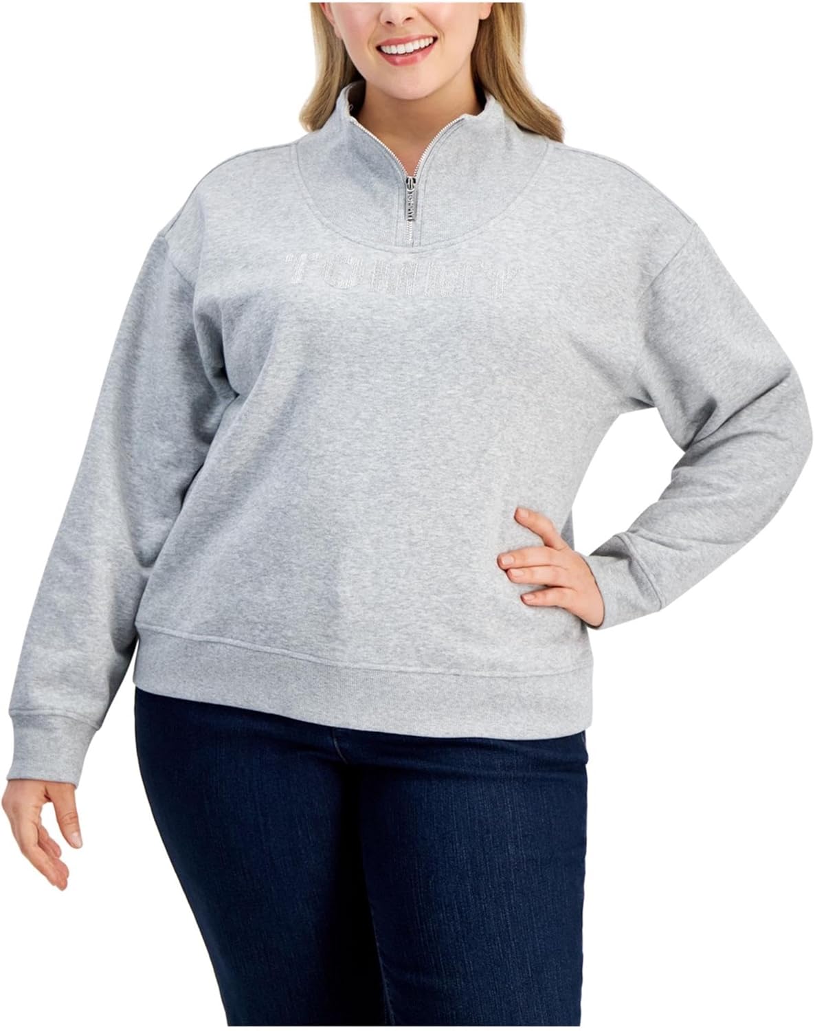 

Женская толстовка Tommy Hilfiger с логотипом и застежкой-молнией QuarterZip, Gray
