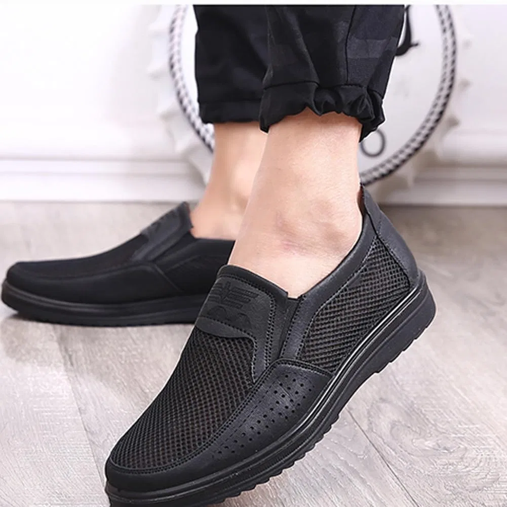 Мужские повседневные туфли Mesh Breathable Walking Loafers, Black — фото 2