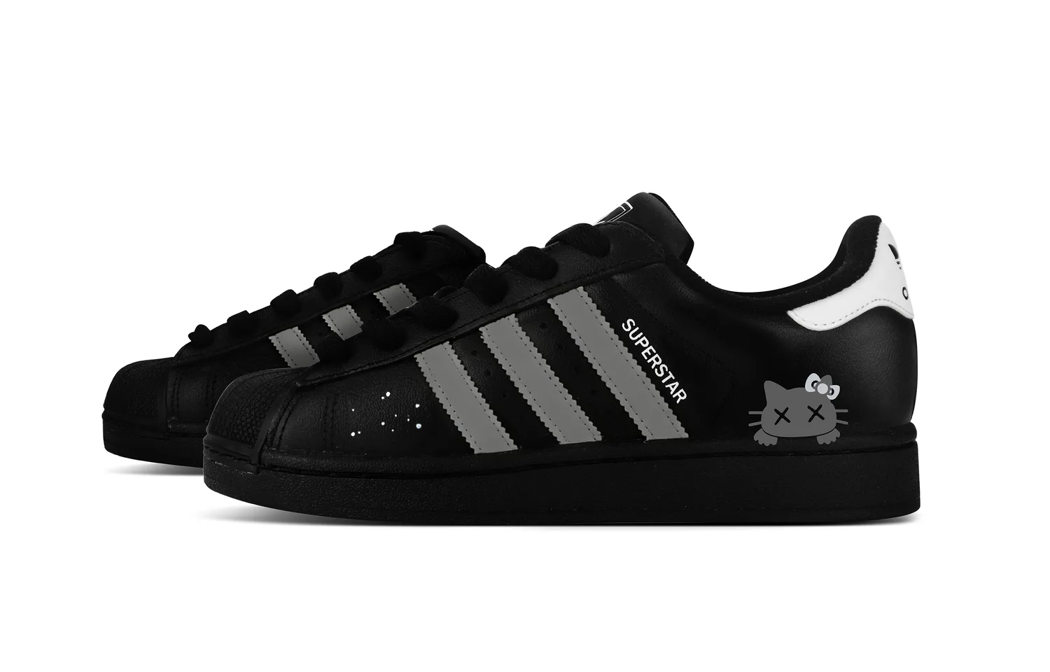 Adidas Originals Superstar 2 Little Gray Cat низкие детские скейтбординг кроссовки Black Gray — фото 4