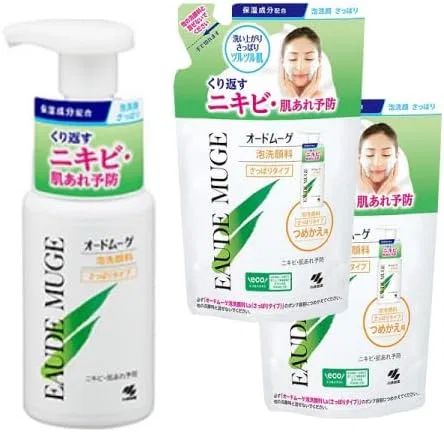 Пенка для умывания Kobayashi Pharmaceutical Eau De Muge, освежающий тип, 150 мл + 2 refill по 130 мл