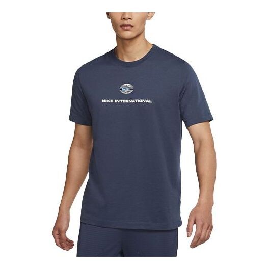 

Футболка Nike Heritage Solid Color Alphabet Round Neck Casual Sports Short Sleeve Blue, мультиколор