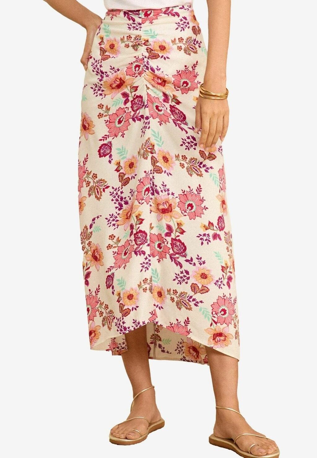 

Юбка А-силуэта PRINTED RUCHED MIDI, REGULAR FIT Love & Roses, белый