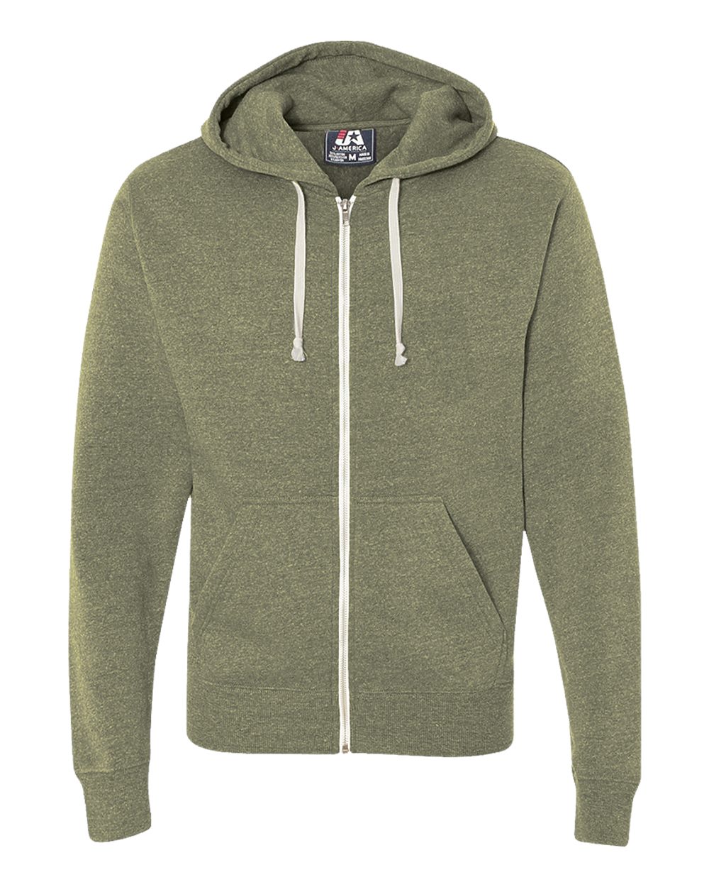 

Толстовка Triblend Full-Zip с капюшоном J. America, цвет olive triblend
