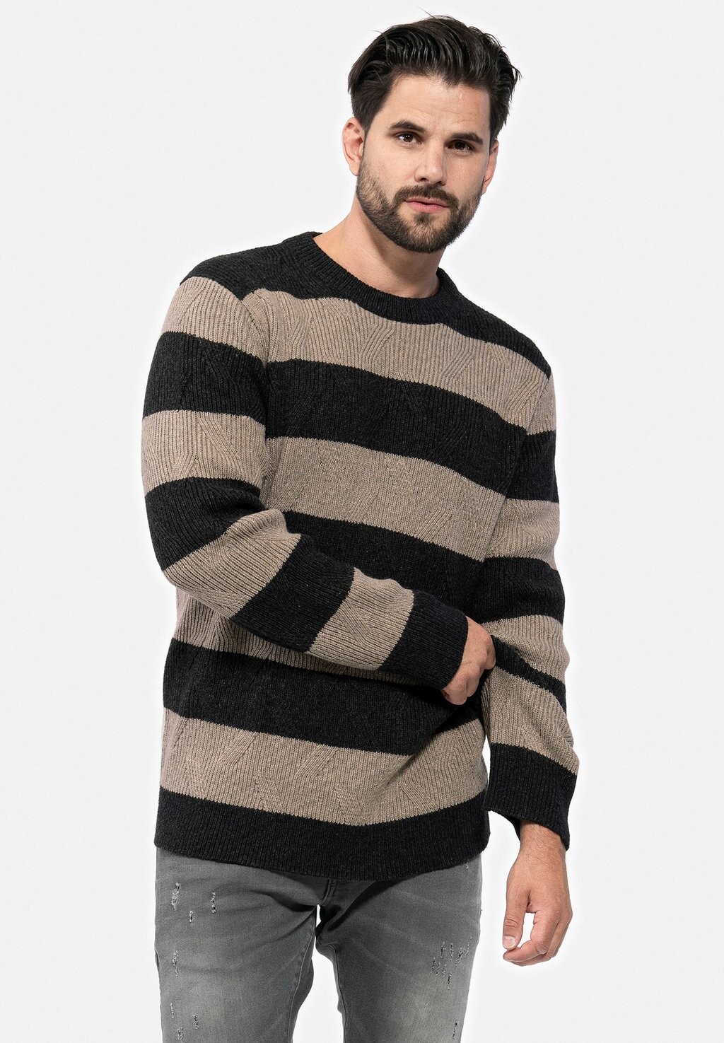 

Свитер вязаный MST HARRY Key Largo, цвет beige-anthra
