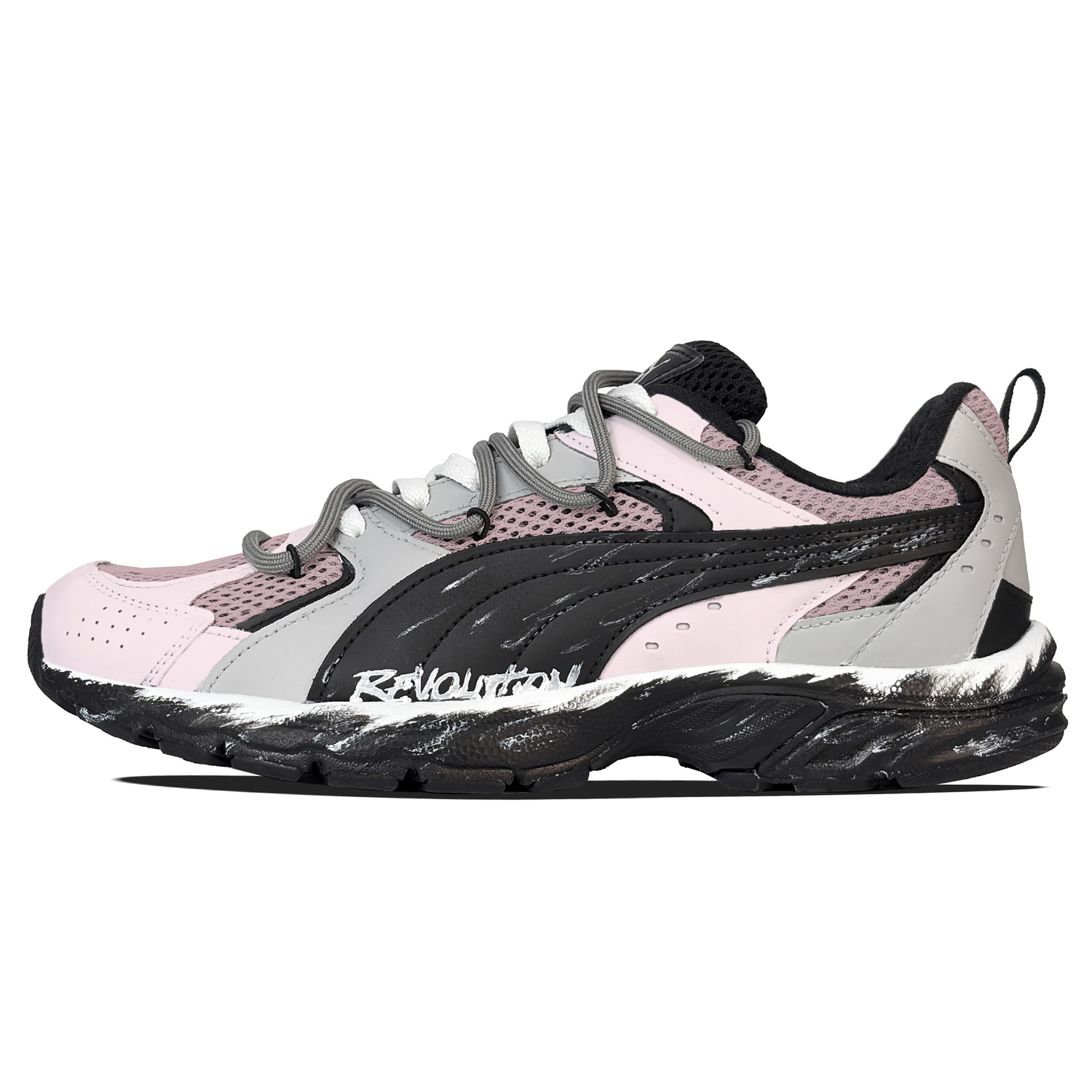 

PUMA Мужские и женские беговые кроссовки Milenio низкие устойчивые к истиранию дышащие серые розовые