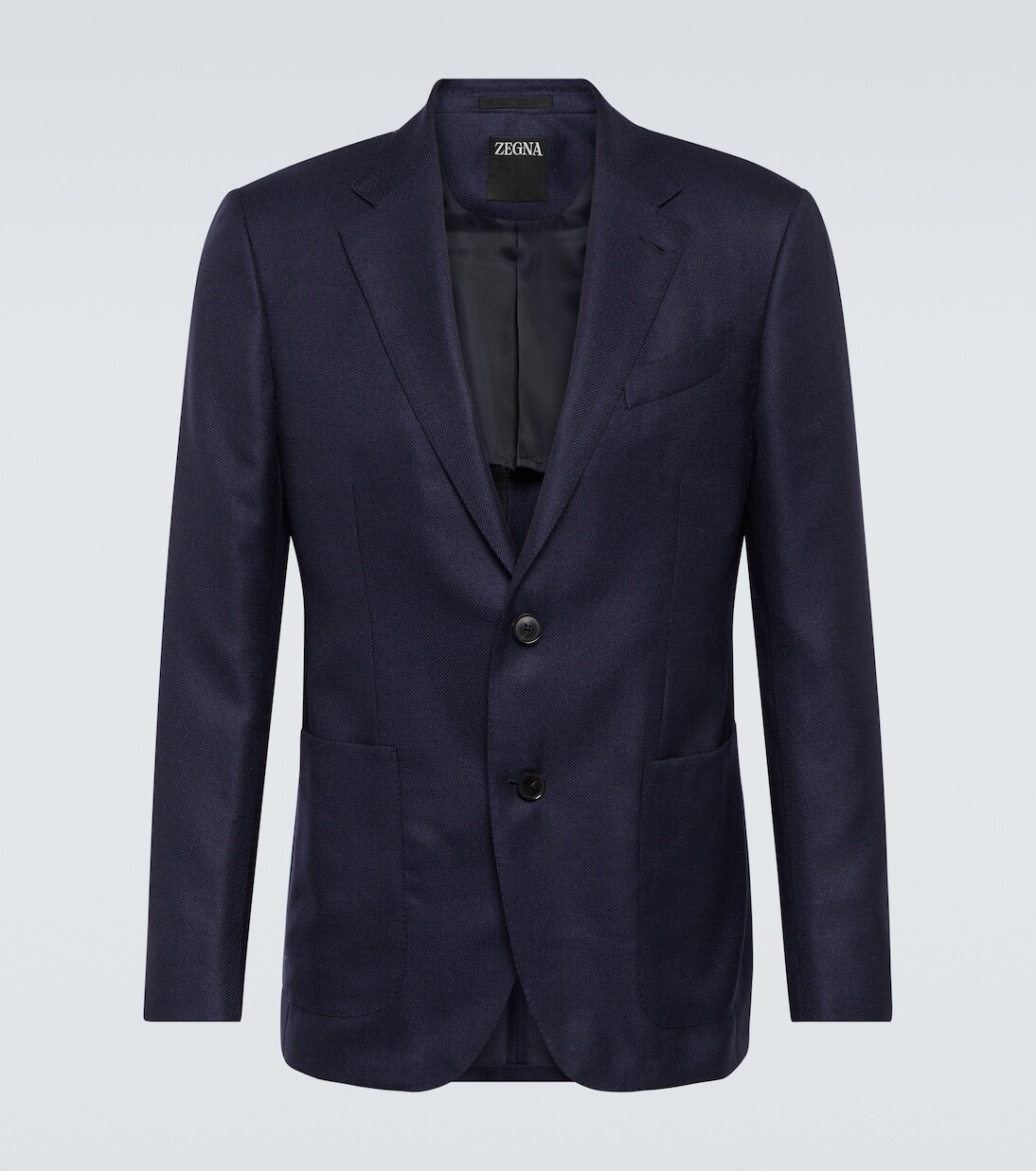 

Однобортный пиджак из кашемира и шелка Zegna, синий