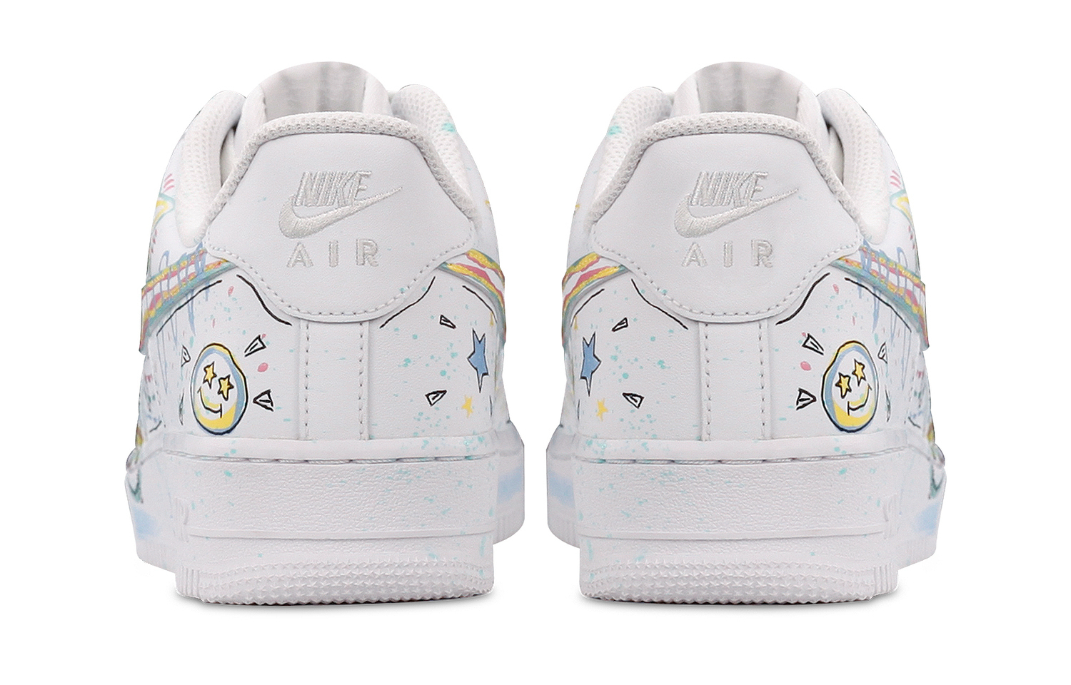 Nike Кроссовки для скейтбординга Air Force 1 Childlike Graffiti Slip Resistant Abrasion Resistant низкие детские белые для подростков — фото 4