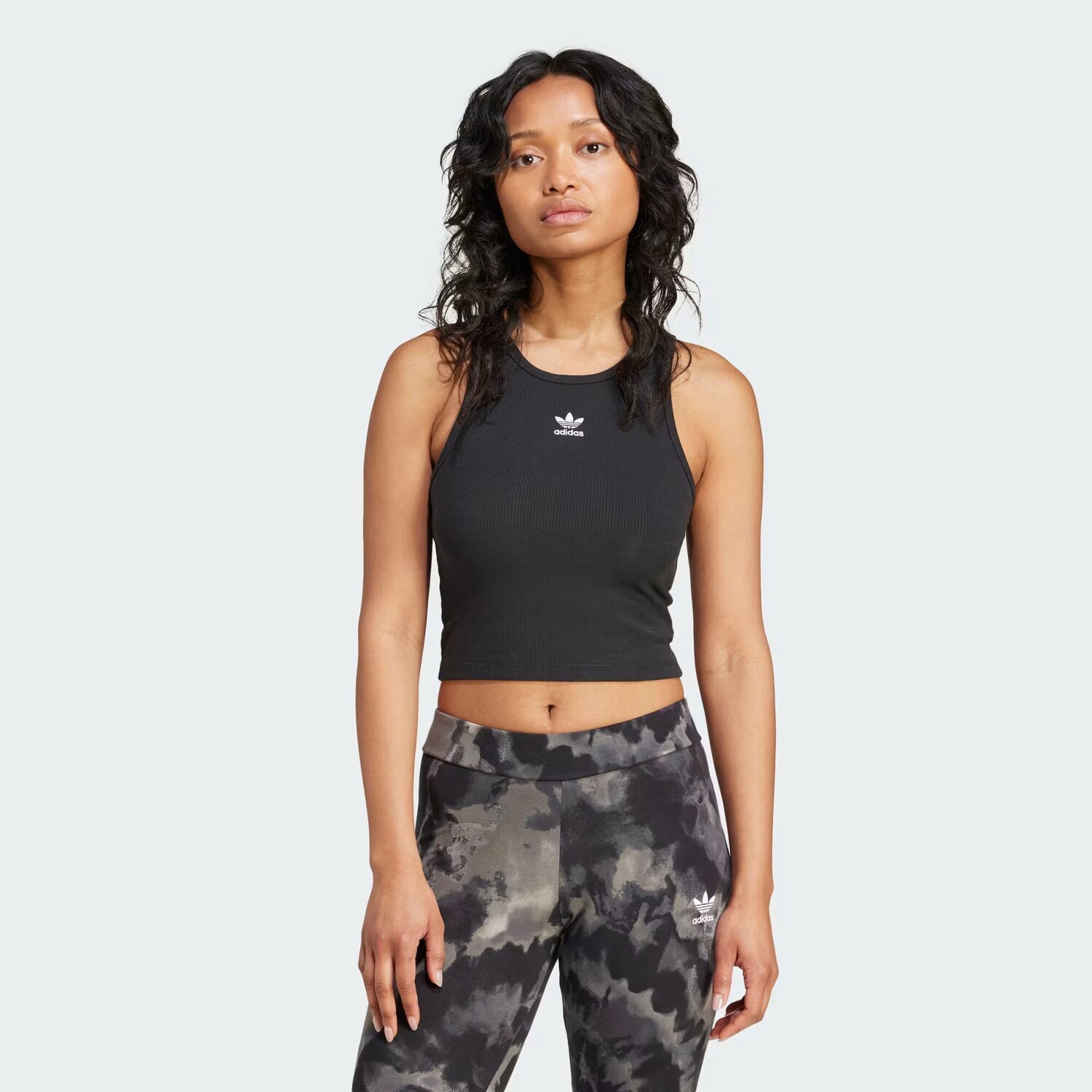 

Майка Essentials в рубчик Adidas, цвет Black