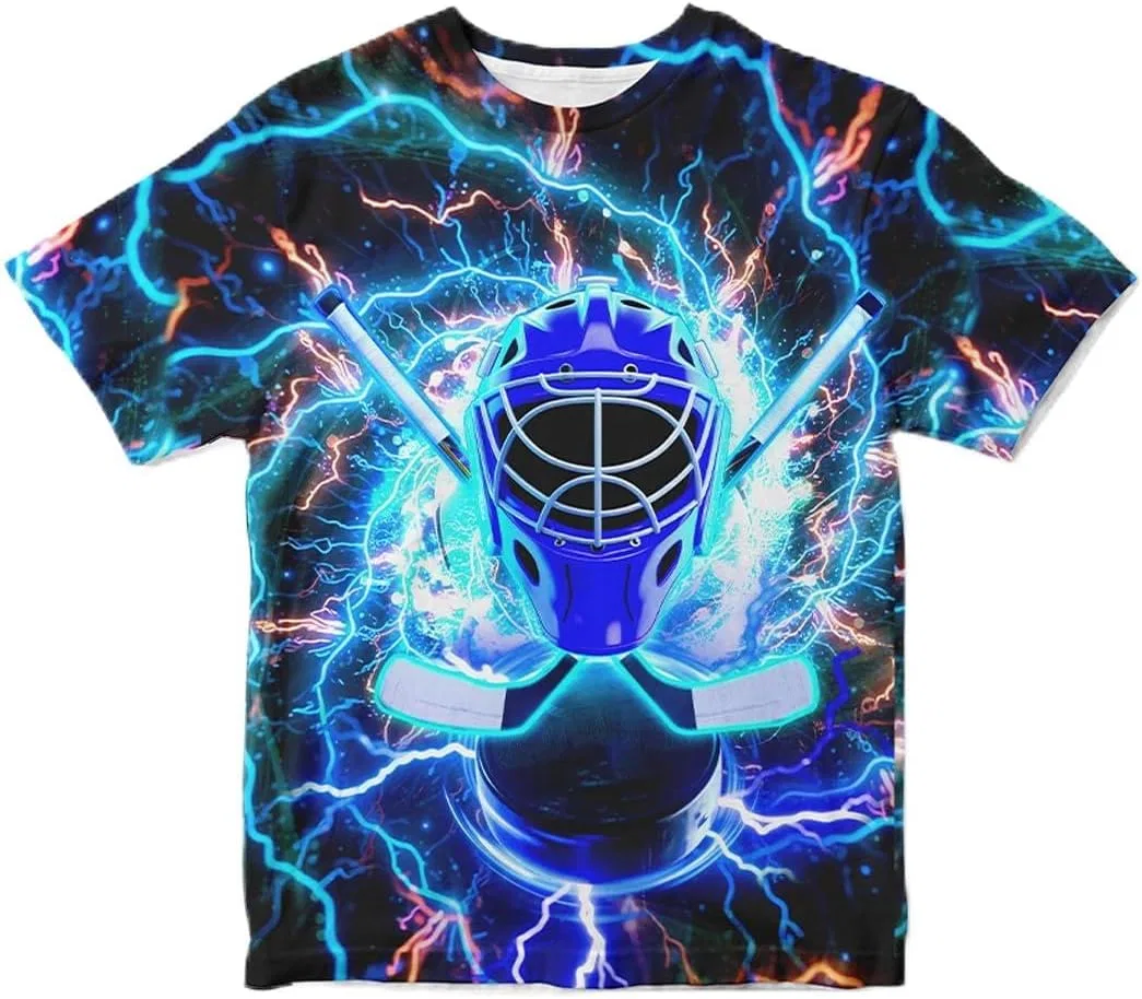 Футболка с принтом Ldvjkx Lightning Ice Hockey, для мальчиков 6-16 лет
