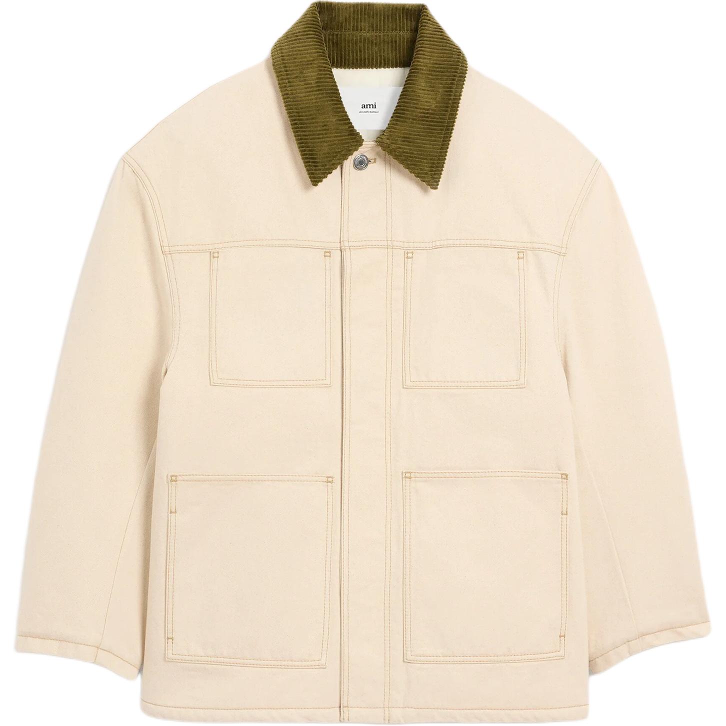 

Ami Paris куртка с вельветовым воротником и карманами AMIPARIS, экрю