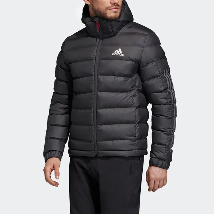 Adidas Мужская пуховая куртка с логотипом на молнии черная — фото 3