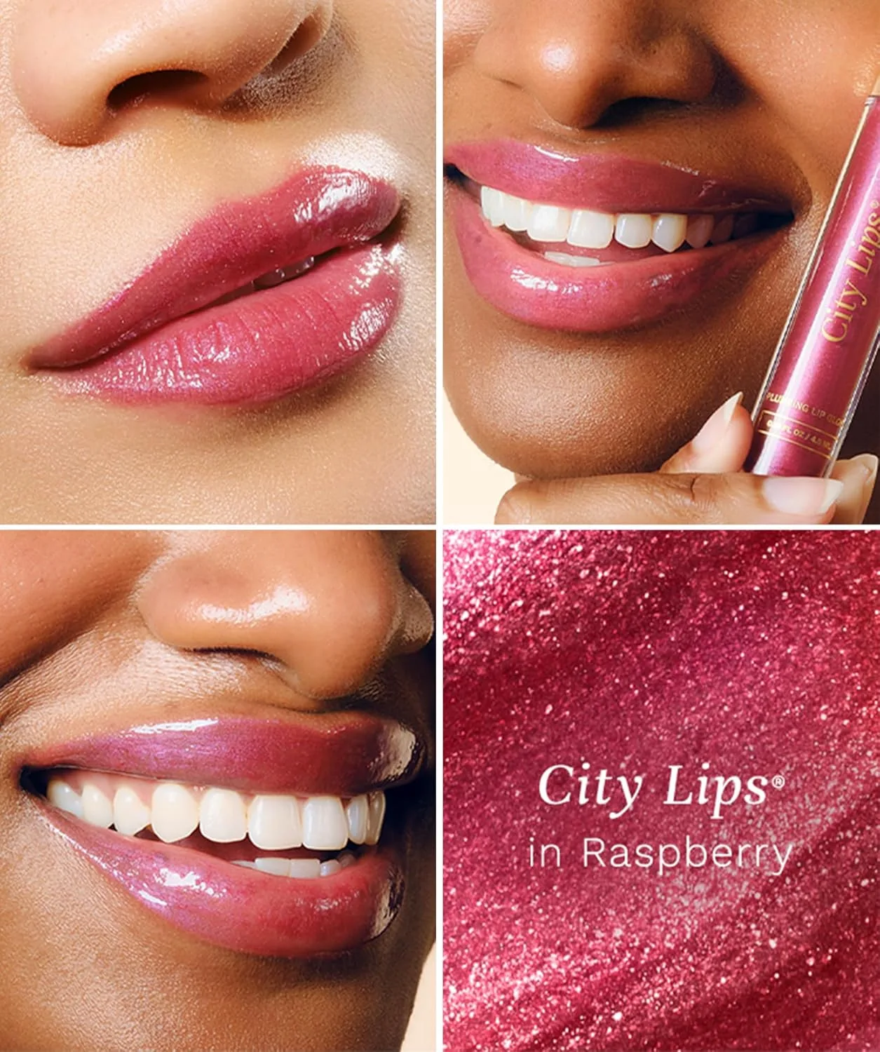 Блеск для губ City Beauty City Lips Plumping Lip Gloss - сияющий блеск для более полных и молодых губ | Увлажняющее и разглаживающее средство для губ с гиалуроновой кислотой, raspberry — фото 4