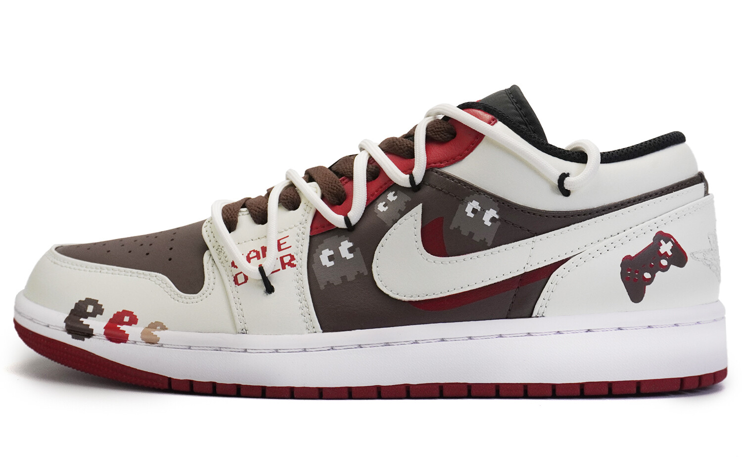 

Кроссовки Air Jordan 1 Vintage Basketball Shoes Men Low-top Brown/beige/red, коричневый
