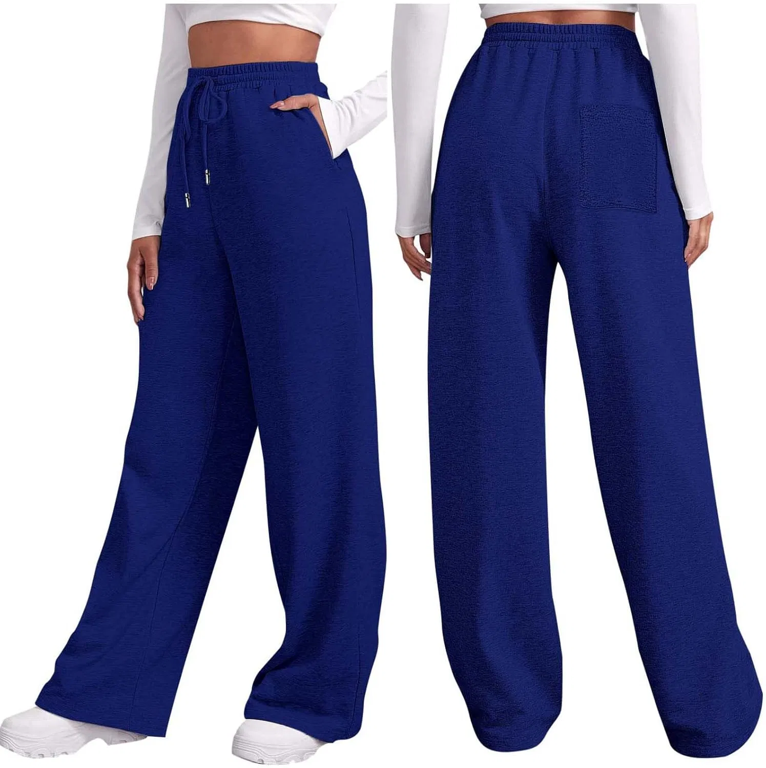 Широкие спортивные брюки с высокой талией, Generic, A25 Blue