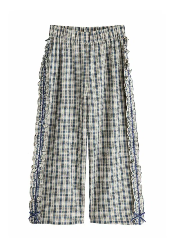 Брюки Regular fit pullon wide leg Next, цвет темно-синий в белую клетку