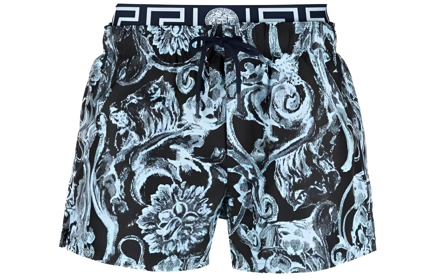 

Барокко Трафаретные Хлопковые Шорты VERSACE, Синие