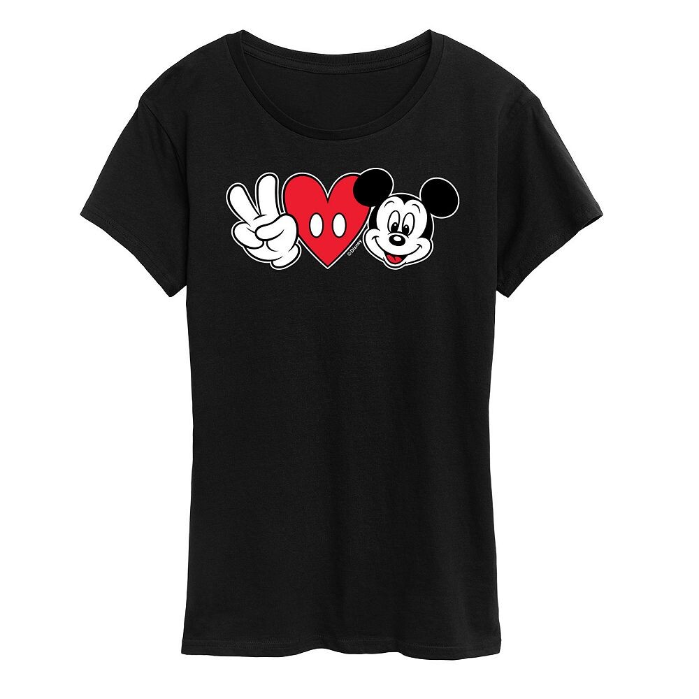 

Женская футболка с рисунком Микки Мауса Disney's Peace Love Licensed Character, черный